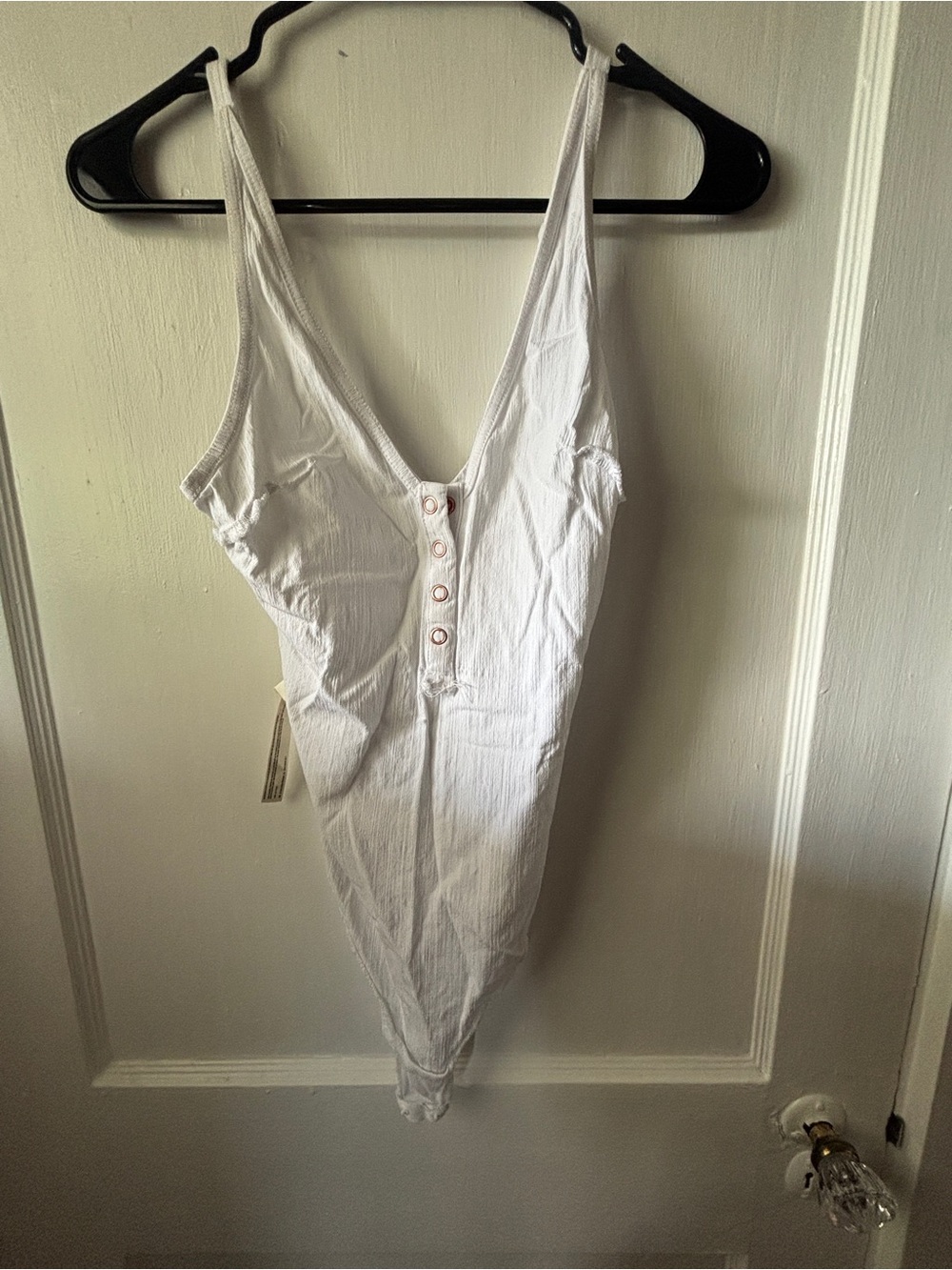 Free People White Button-Front One-Piece Bodysuit